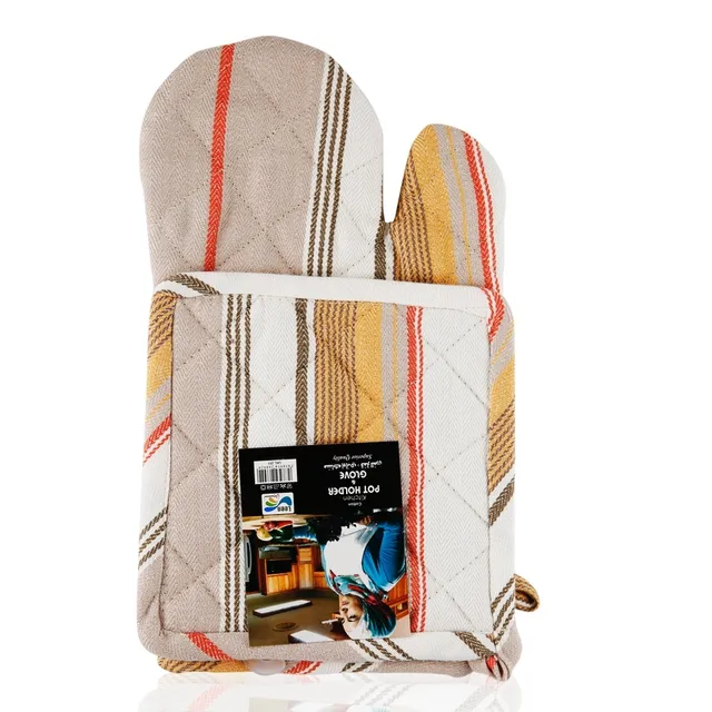Leen Cotton Kitchen Pot Holder and Glove