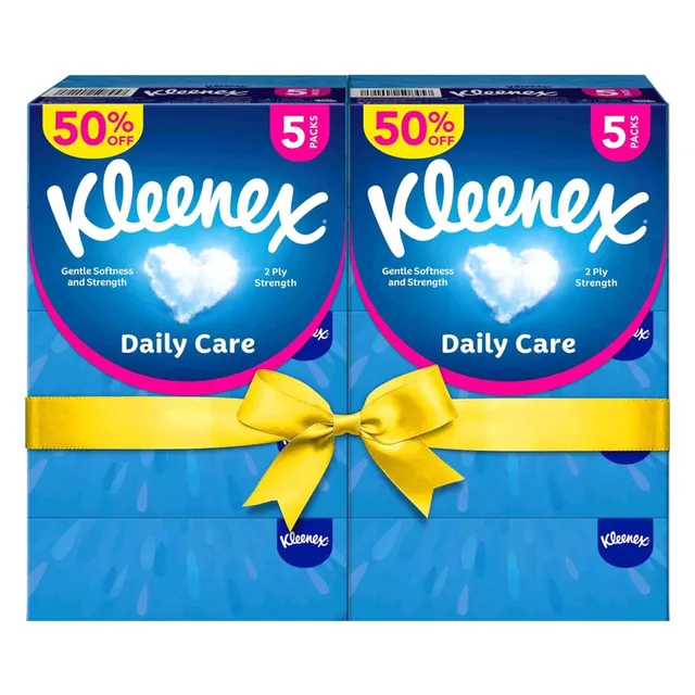 Scottex Kleenex Daily Care Facial Tissue Box 120 Sheets, 5 Box