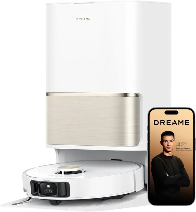 dreame L50 Ultra CE Robot Vacuum and Mop with 25,000Pa Suction, Extendable Side Brush and Mop, AceClean DryBoard & 80°C Mop Self-Cleaning, 100-DAY Auto-Empty, Hot Air Drying, Auto Water Tank Refilling, White