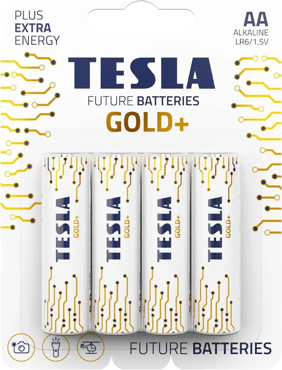 Tesla بطارية AA Gold+ قلوية بطاقة إضافية - 4 pcs
