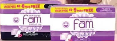 Fam فام فوط صحية بالأجنحة حجم كبير ليلي