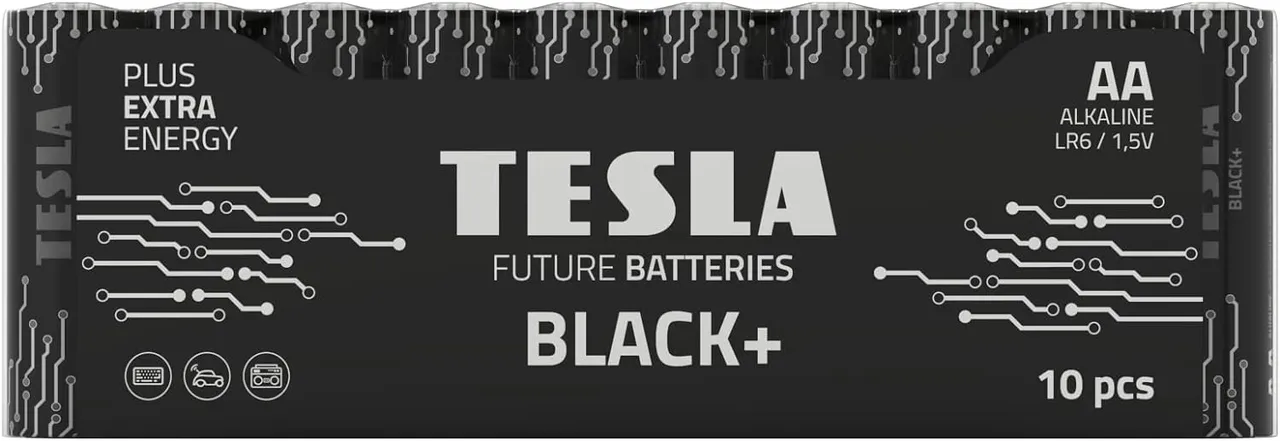 Tesla بطارية AA بلاك + قلوية بلس طاقة إضافية - 10 Pcs