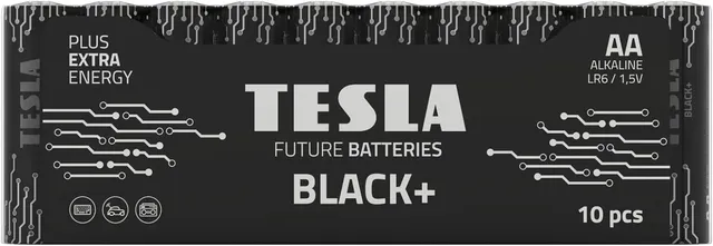 Tesla AA Battery Black+ Alkaline Plus Extra Energy - 10 Pcs