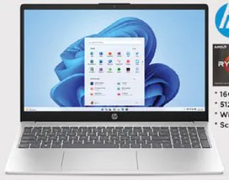 HP Laptop R5, 16GB RAM, 512GB SSD, Windows 11