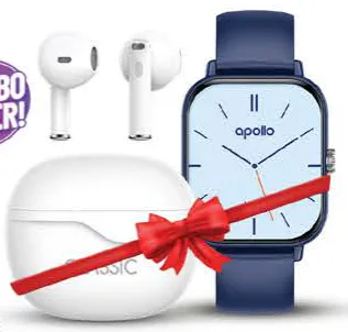 apollo ساعة ذكية + سماعات لاسلكية