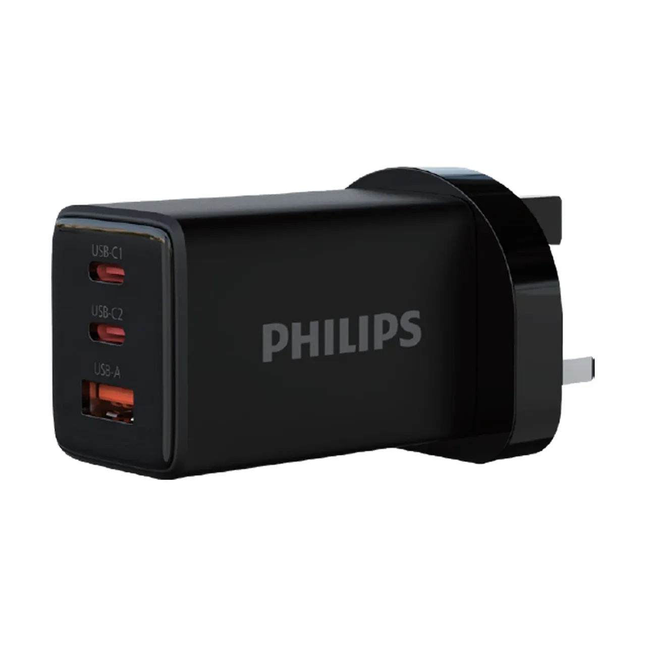 Philips شاحن جداري USB فائق السرعة بـ 3 منافذ، 65W، أسود، DLP6333CB/68