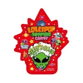 Alien'S Sour Alien's مصاصة بنكهة الفواكه الحامضة المشكلة + حلوى فرقعة