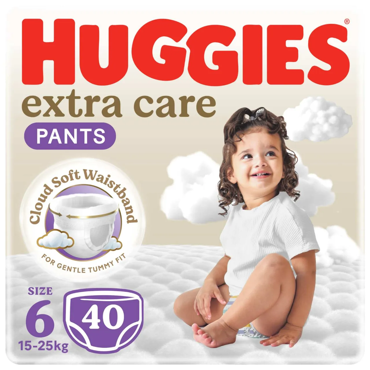 Huggies حفاضات سروال للأطفال إكسترا كير سوفت كلاود، مقاس 6 15-، عبوة جامبو 40 حفاض سروال
