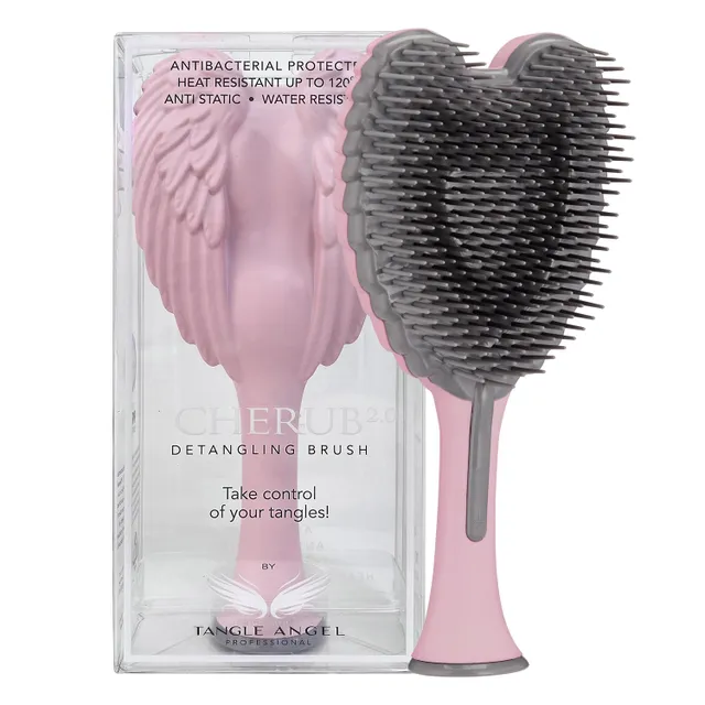 Tangle Angel Kids Mini Hairbrush Detangler - Anti Static Soft Detangler Hair Brush for Girls, Kids - Detangle Hair Brush for Wet, Dry, Curly, Thick, Straight, or Wavy Hair - Cherub - Matt Pink