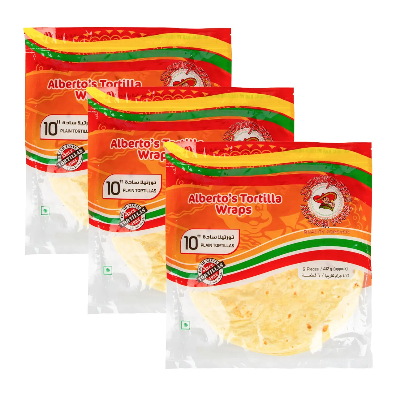Señor Pepe's Alberto's خبز تورتيلا سادة 10" 3 x 6 pcs