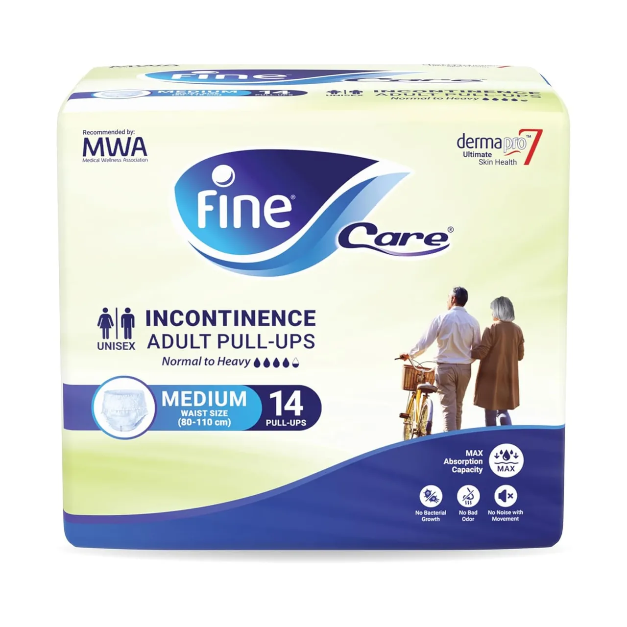 Fine حفاضات كبار على شكل سروال للجنسين Care، مقاس وسط، محيط الخصر 80 - 110 cm، 14 pcs