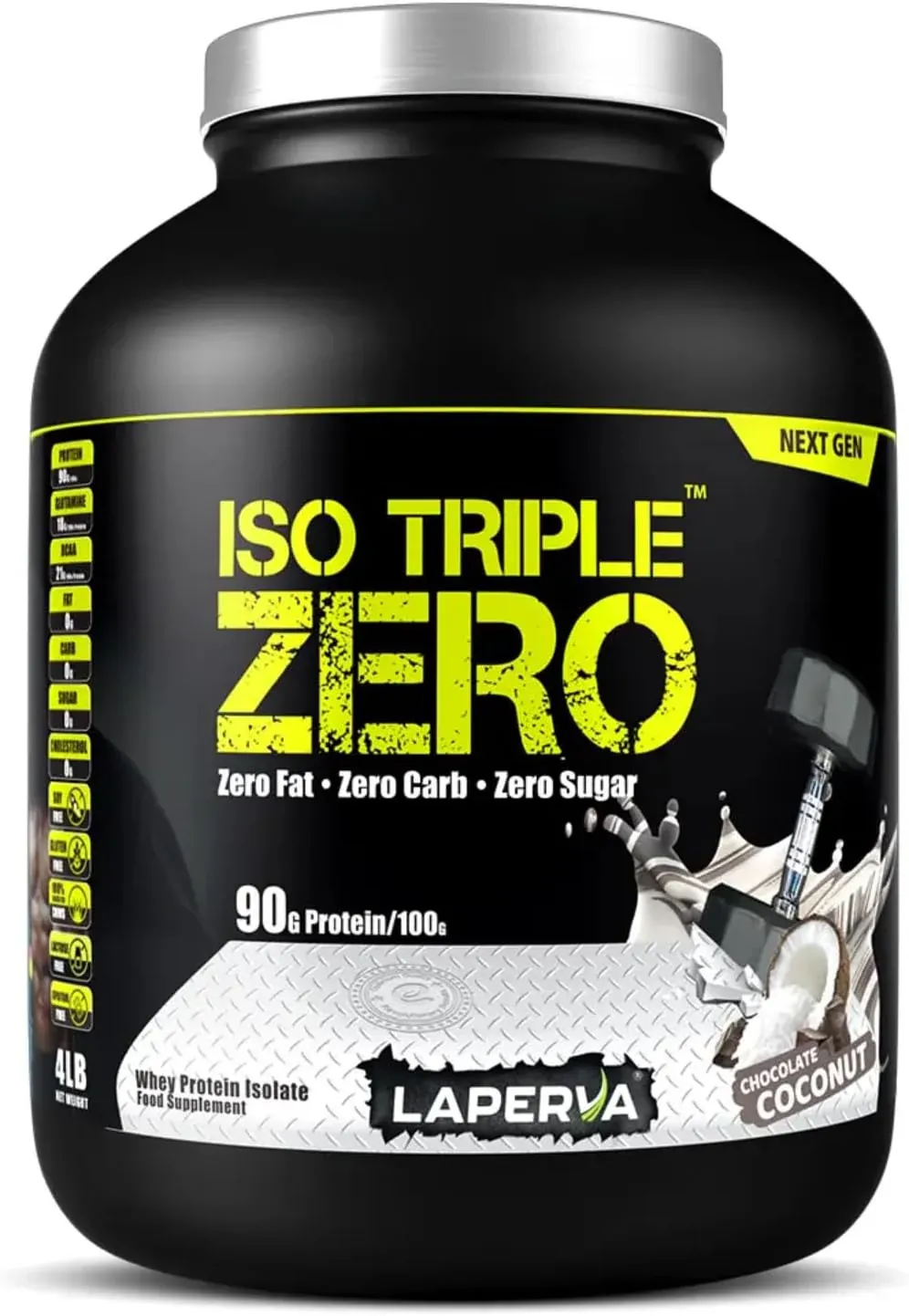 laperva ISO Triple Zero الجيل الجديد واي بروتين معزول (4lbs، شوكولاتة وجوز الهند)