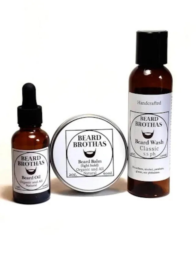 Beard Brothas ' All-in-One Beard Grooming Set: Beard Oil, Conditioning Balm, and Revitalizing Wash for a Fuller, Thicker, and Shinier Beard (Sweet Tobacco