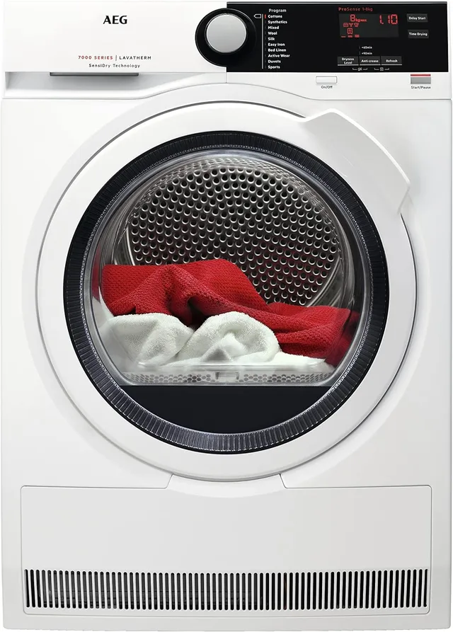 Aeg Free Standing Heat Pump Dryer Capacity, Powerful Asynchronous Motor, White, Made in Poland, 1 Year Warranty, TX7E8R1B