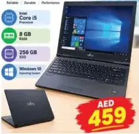 Fujitsu Lifebook Business Class Laptop E754, Core i5, 8GB RAM, 256GB SSD, Windows 10