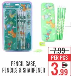 Pencil Case, Pencils & Sharpener