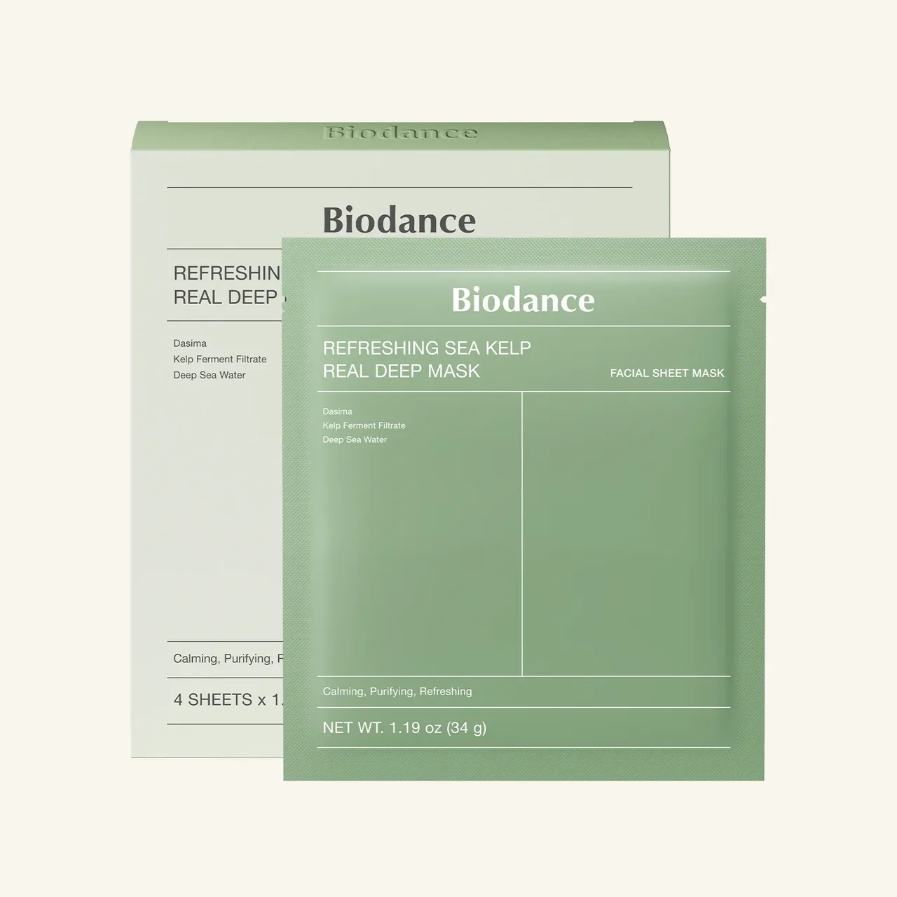 Biodance ماسك ورقي هيدروجيل عميق حقيقي بعشب البحر المنعش، مهدئ وملطف والتحكم في الزيوت
