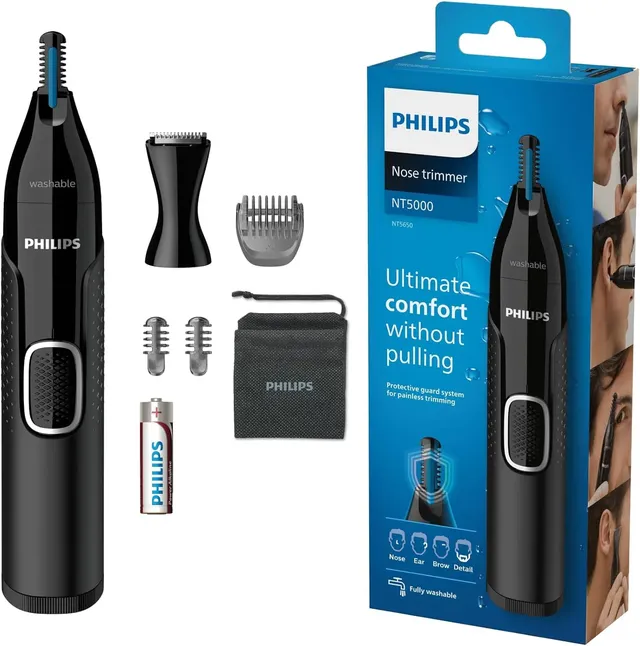philips Series NT5650/16 5000 Battery-Operated Nose, Ear and Eyebrow Trimmer, Black