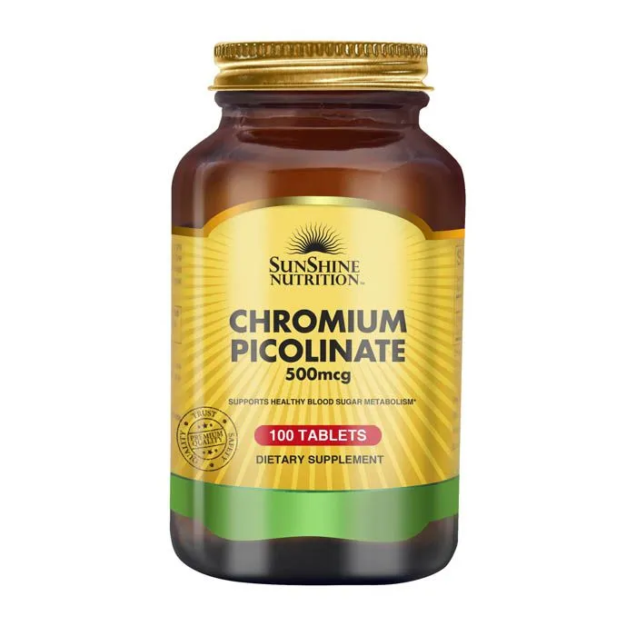 Sunshine Nutrition أقراص بيكولينات الكروم 500mcg 100's