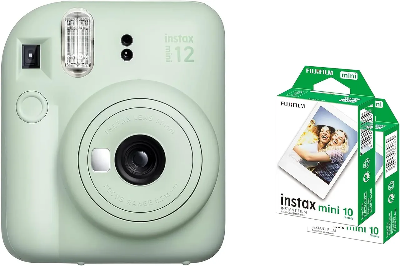 fujifilm كاميرا فورية Instax Mini 12 - أخضر نعناعي + 2 عبوة فيلم