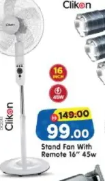 Clikon مروحة عمودية مع ريموت