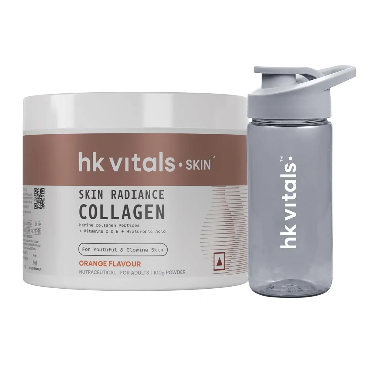 Hk Vitals مكمل الكولاجين البحري، بنكهة البرتقال، مع قارورة للشرب
