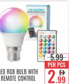 مصباح LED RGB مع جهاز تحكم عن بعد