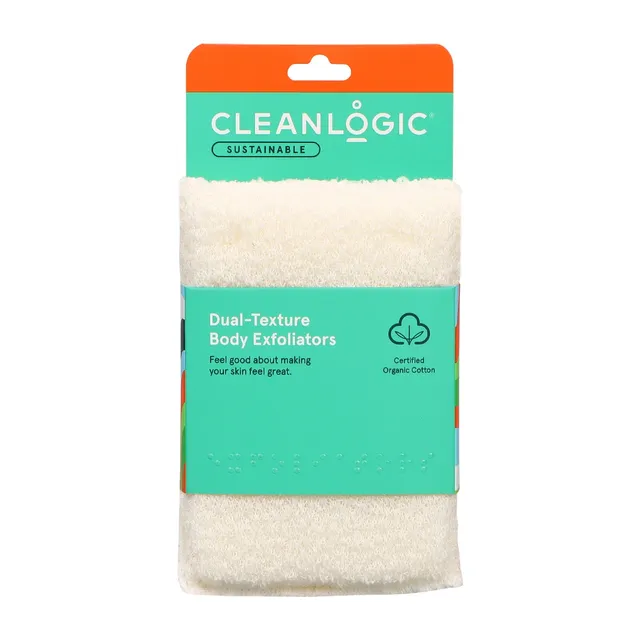 Cleanlogic Sustainable Dual-Texture Body Exfoliators - 2 Pcs