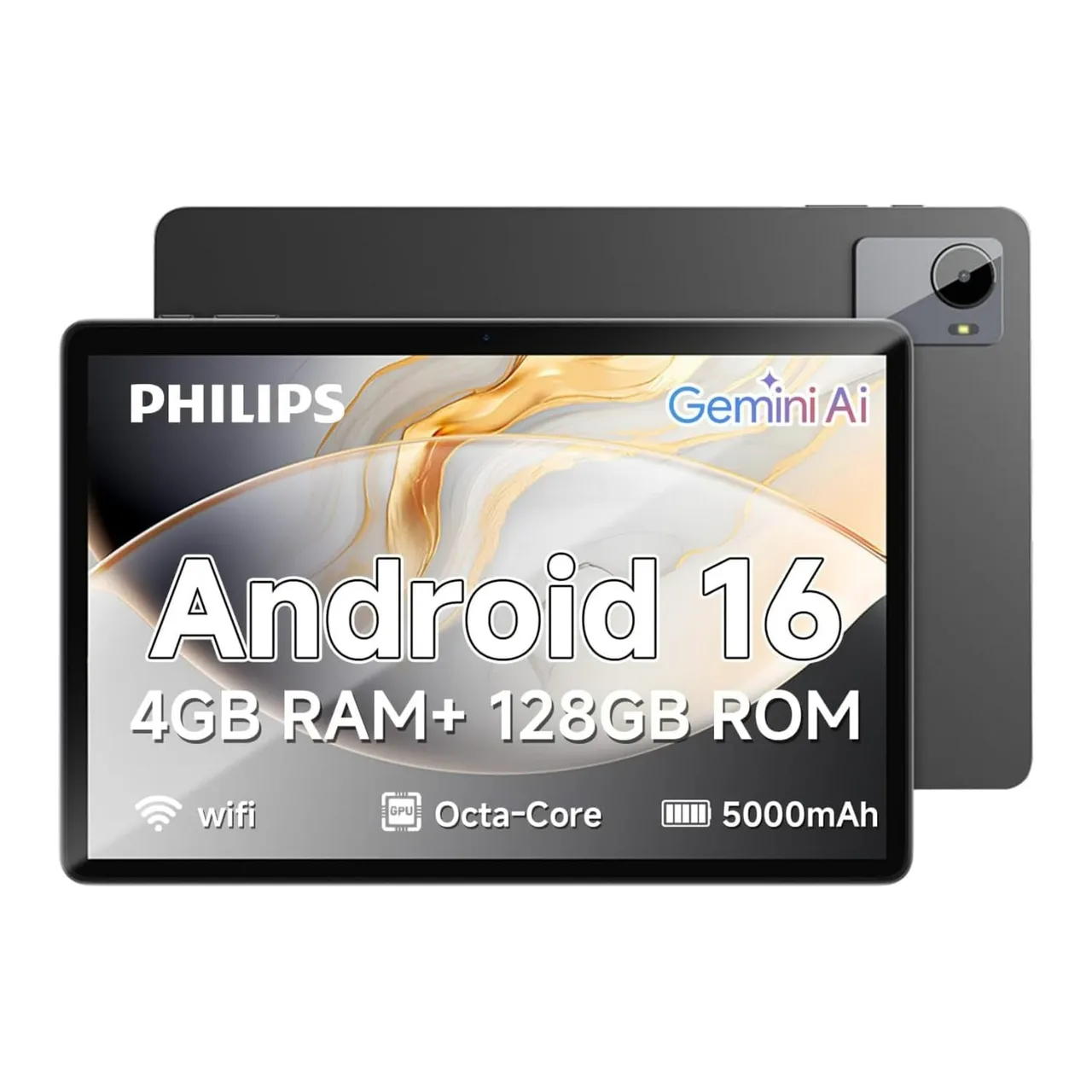 Philips تابلت 10 inch 4G (2025) بذاكرة 4 GB وتخزين 128 GB رمادي T7305L