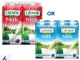 Lacnor UHT Full or Half Cream Milk