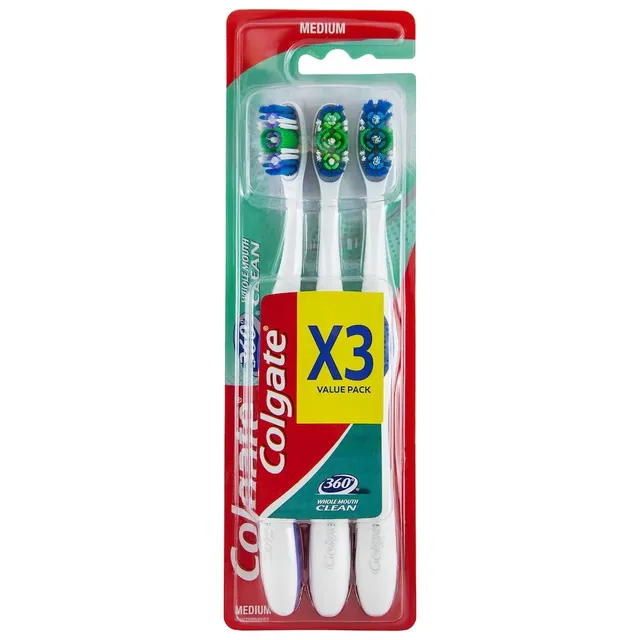 Colgate 360 Base Medium Toothbrush Value Pack - 3 Pcs