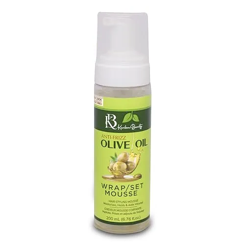 Karibou Beauty Anti-Frizz Olive Oil Wrap/Set Mousse - Hair Styling Mousse (Voluminous, Defined, And Healthy-Looking Hair)