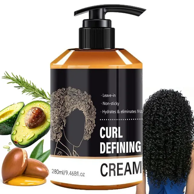 Grospe Curl Defining Cream, Anti Frizz Curling Cream for Enhances Wavy Hair and Curly Hair, Hydrating Argan Oil Moisturizing Long-Lasting Styling Curl Cream to Define All Curly Types 9.46OZ