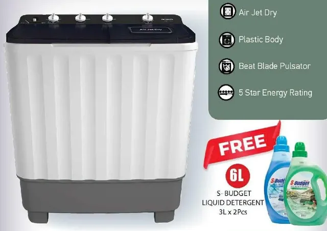 Hitachi Twin Tub Semi Automatic Washing Machine LTT16JWTMRG