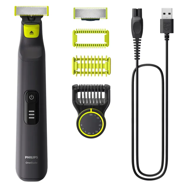 Philips OneBlade Pro 12-LENGTH Steps Face & Body Shaver, Black/Lime, QP6542/10