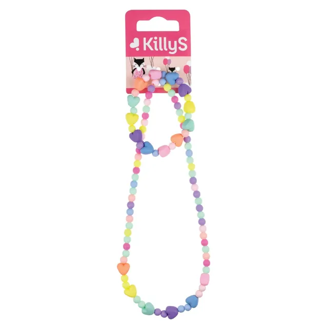 Killys Kids Necklace and Bracelet Set with Pastel Heart Beads