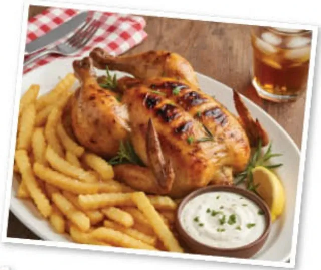 Whole grilled chicken + French fries + garlic sauce