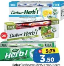 Dabur Herb'l Toothpaste Mint & Lemon/Neem/White Salt & Lemon