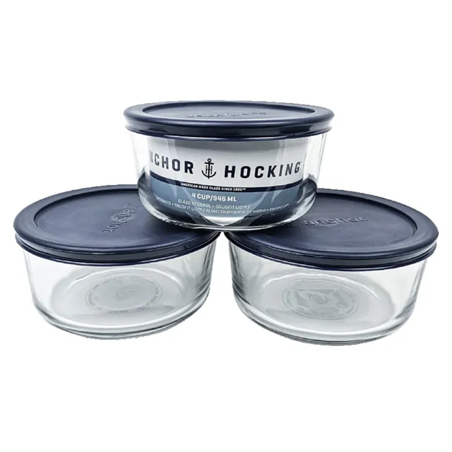 Anchor Hocking Glass Round Containers, 6 Pc, 13173