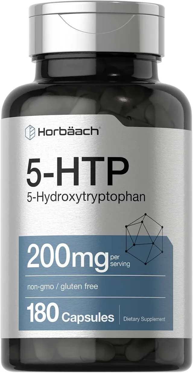 Horbäach Horbaach 5-Htp 200mg, 180 Capsules, 5Htp Extra Strength Supplement, Non-Gmo, Gluten Free, 5 Hydroxytryptophan