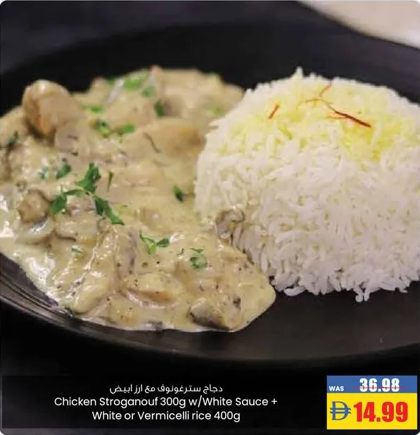 Chicken Stroganouf With White Sauce + White or Vermicelli rice