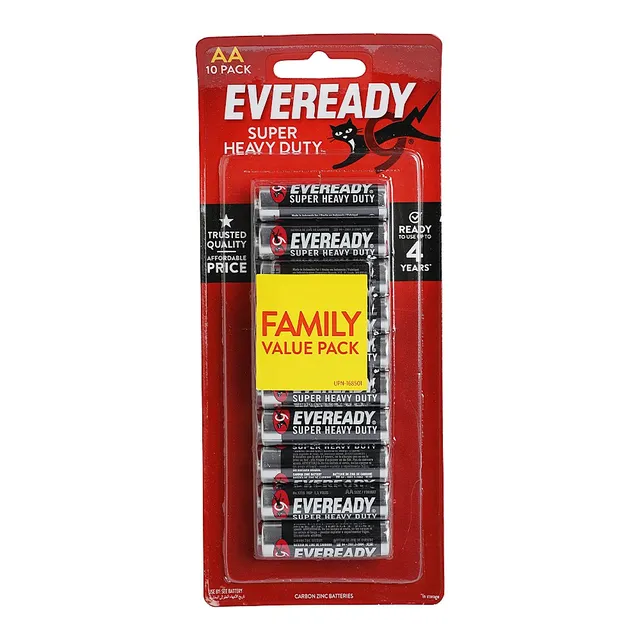 Eveready Super Heavy Duty AA Batteries - 10 Pieces