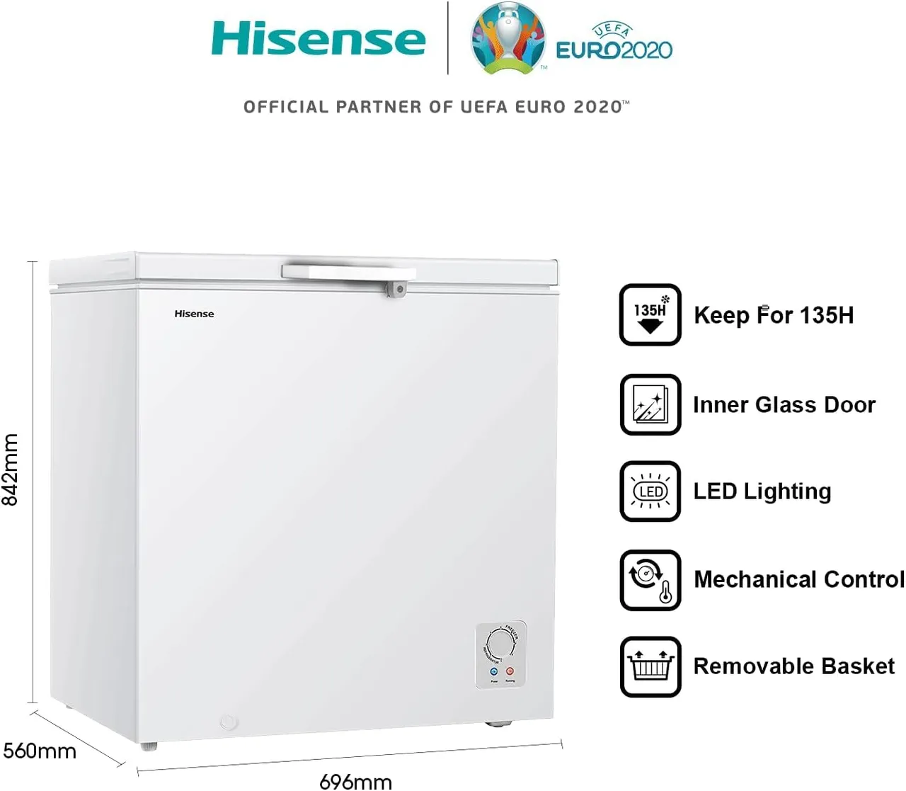 Hisense مجمدة (فريزر) أفقية من كليكون سعة ١٤٥ لتر طراز