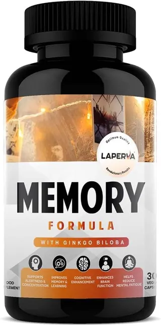 Laperva Memory Formula With Ginkgo Biloba – Cognitive Wellness, Supports Alertness, Concentration & Mental Focus, Botanical Blend With Bacopa & Acetyl-L-Carnitine – 30 Veggie Capsules