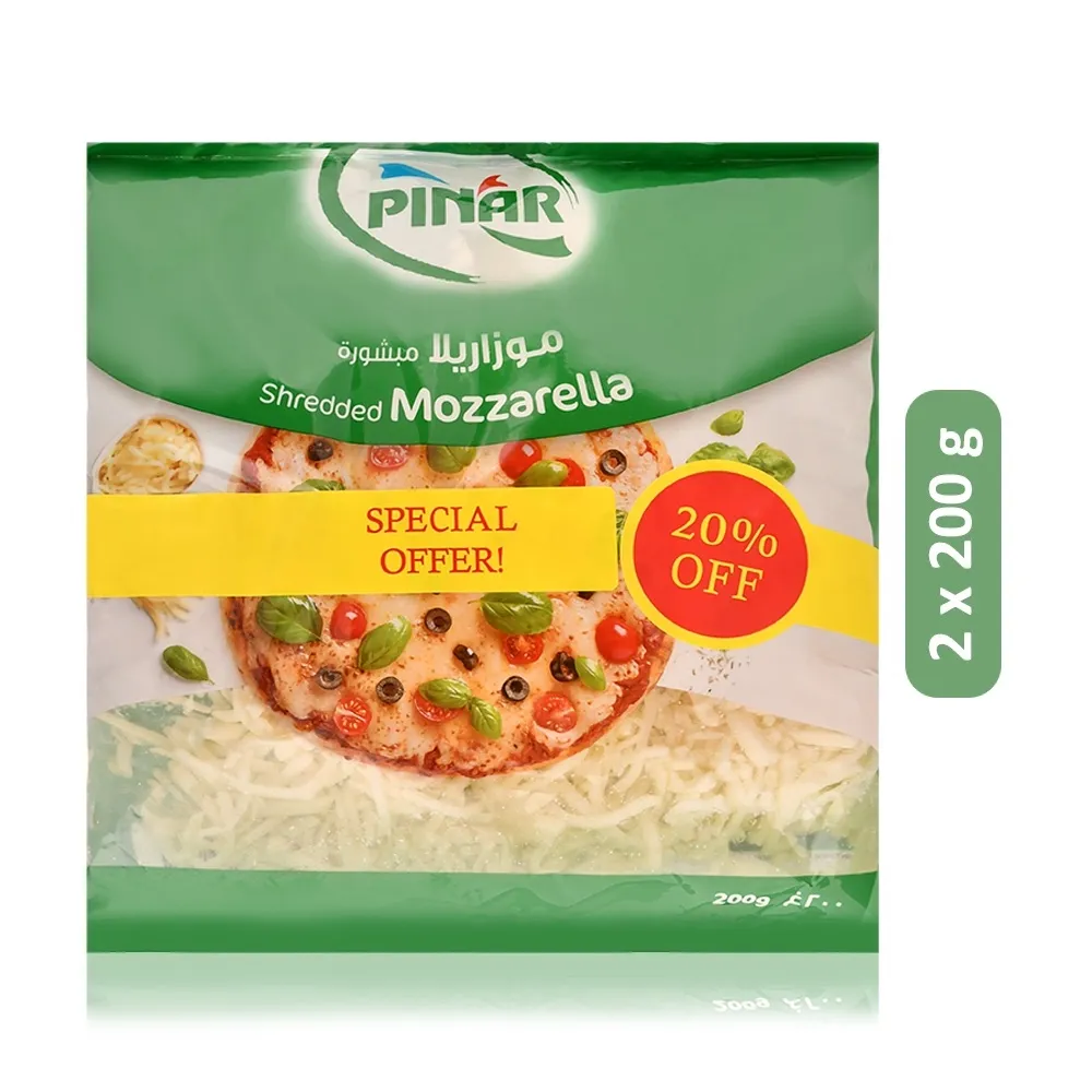 PINAR جبنة موزاريلا مبشورة 200 g x 2 pcs