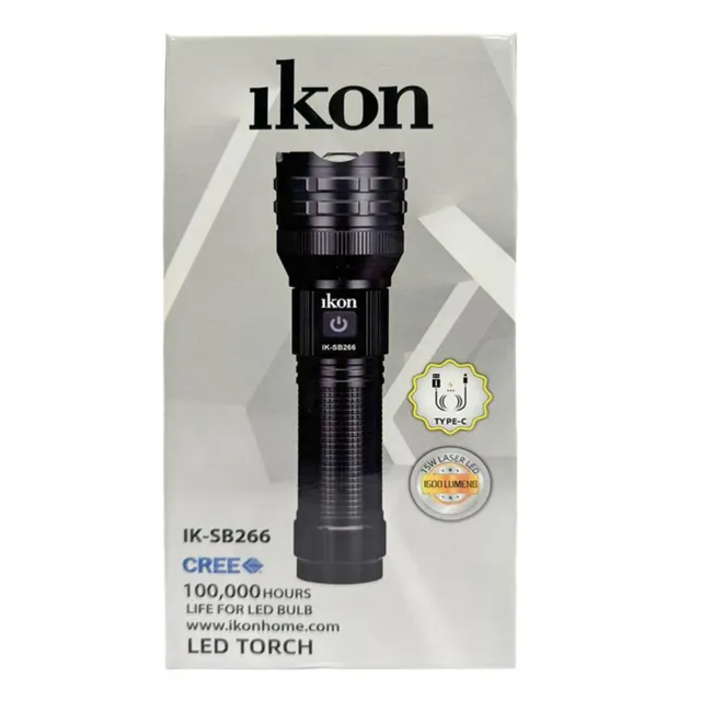Ikon 15W Rechargeable LED Torch, 1500 lumens, IK-SB266