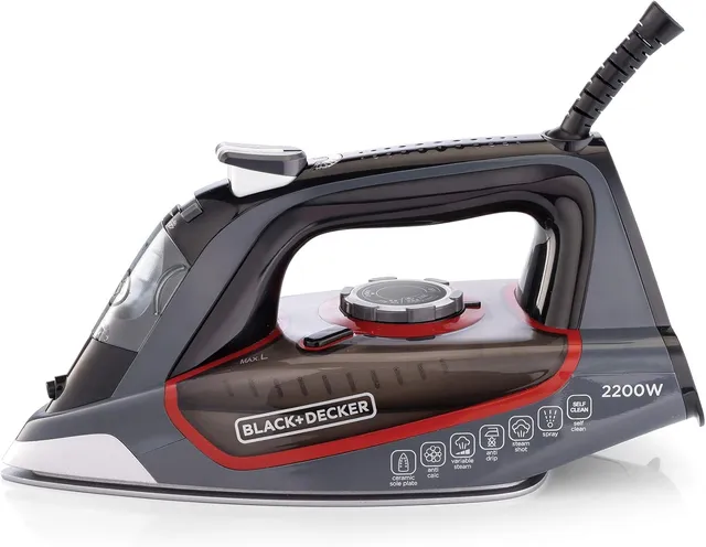 Black & Decker 2200W /min Steam Steam Iron With Capacity Ceramic Coated Soleplate with Anti Calc Anti Drip Self Clean and Auto Shutoff Removes Stubborn Creases X2050-B5 2 Years Warranty