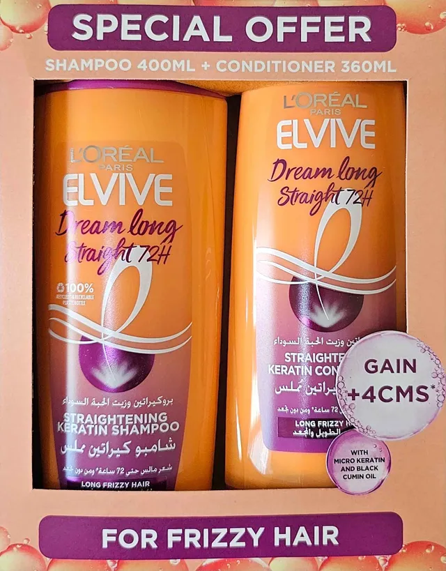 Loreal Paris Elvive For Frizzy Hair Shampoo - 400 + Conditiner