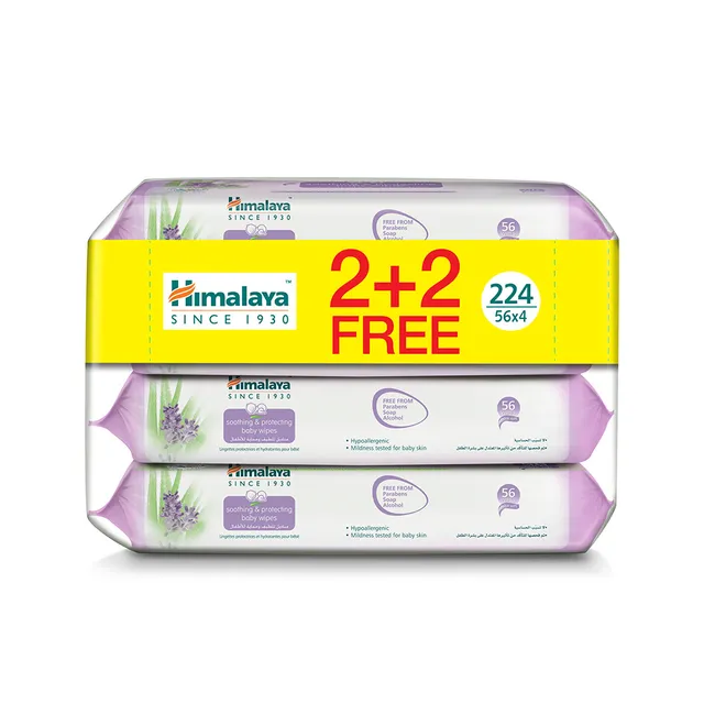 Himalaya Soothing & Protecting Baby Wipes - 2+2 x 56 Pcs