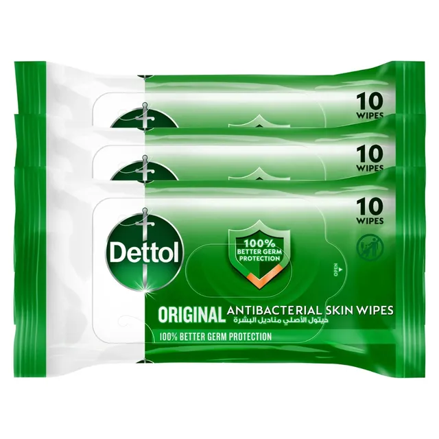 Dettol Original Antibacterial Skin Wipes 3 x 10 Wipes